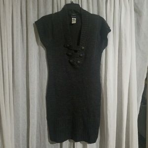Gray fitted sweater dress